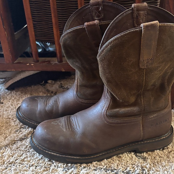 Ariat Men's Distressed Brown Cowboy Boots steel toe like new